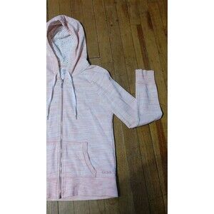 Guess Women's Heather Y2K Pink Cotton Hoodie Preppy Fashion Full Zip Sz Small S